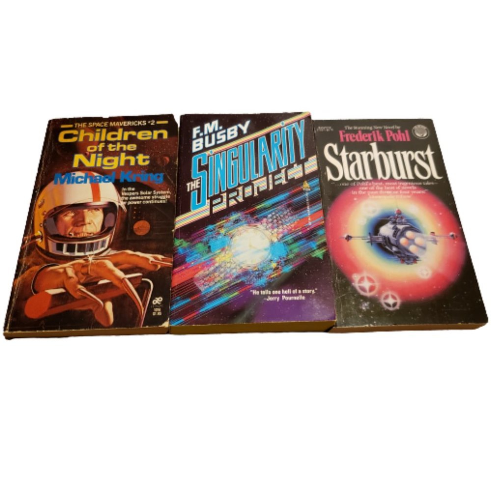 Lot of 3 - VTG Sci-Fi Books Children of the Night Singularity Project Starburst